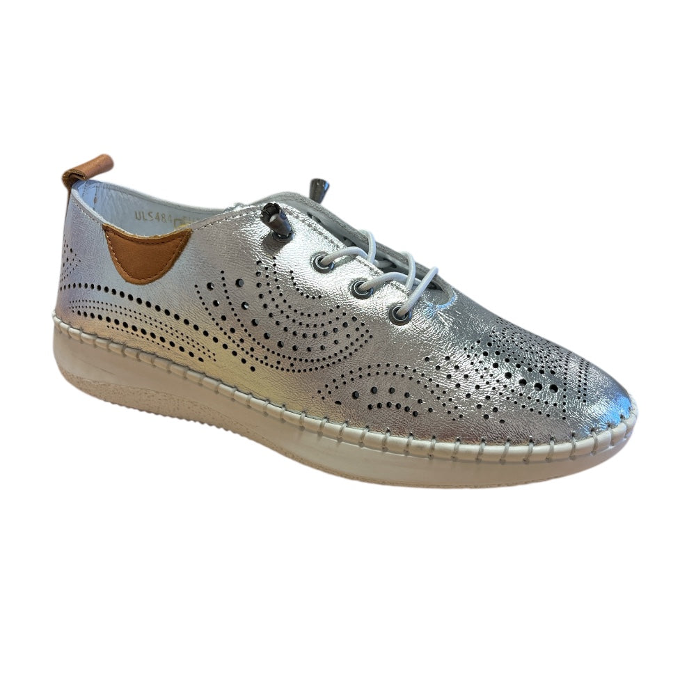 Lotus Tassia Silver Leather Lace-up  Shoes