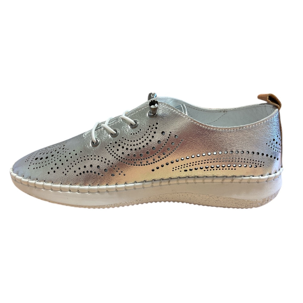 Lotus Tassia Silver Leather Lace-up  Shoes