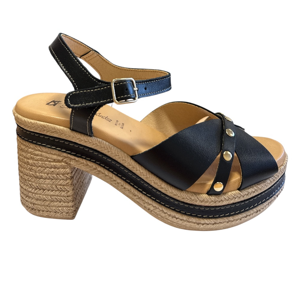 Pitillos 30.213 Black Leather Heeled Sandals