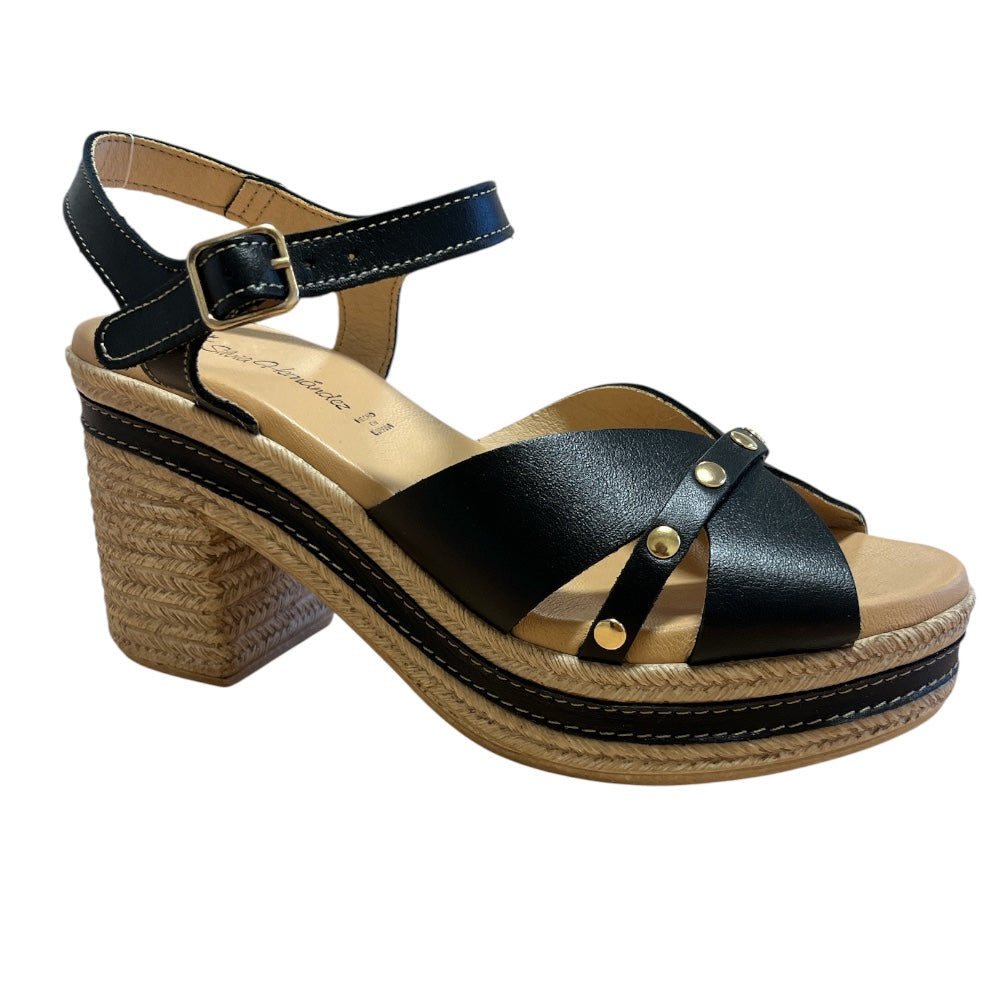 Pitillos 30.213 Black Leather Heeled Sandals
