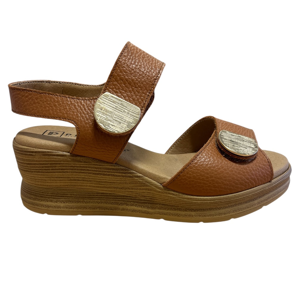Pitillos 11.054 Tan Leather Wedge Sandals