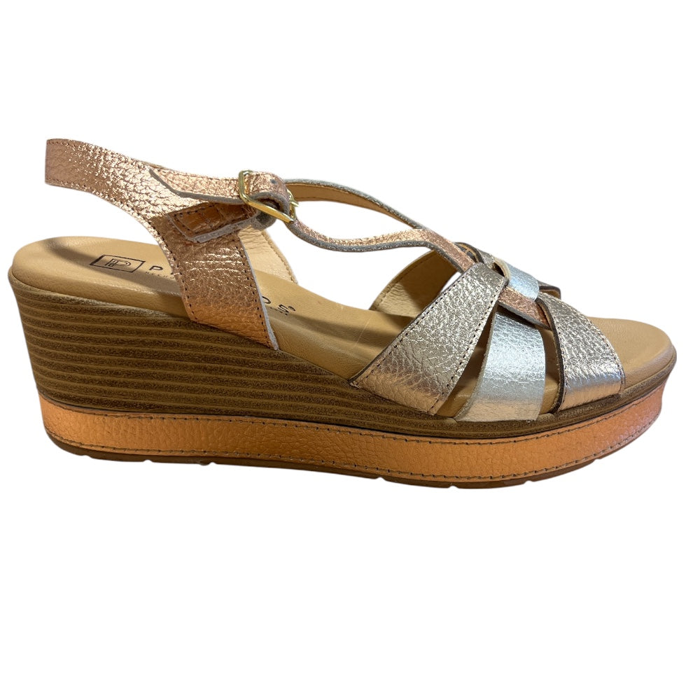 Pitillos 11.283 Metallic Multi Leather Wedge Sandals