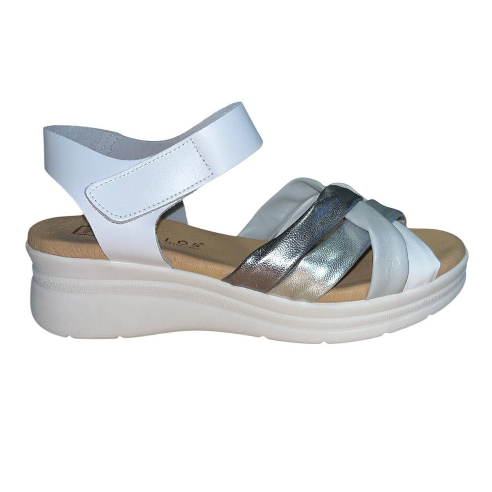 Pitillos 11.290 White and Silver Leather Sandals