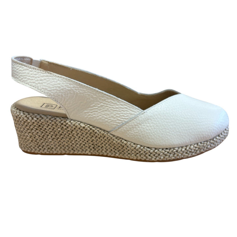 Pitillos 11.300 White Leather Peep-Toe Wedge Sandals