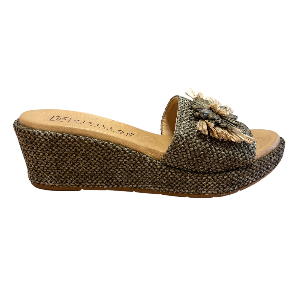 Pitillos 11.261 Khaki Wedge Mule Sandals