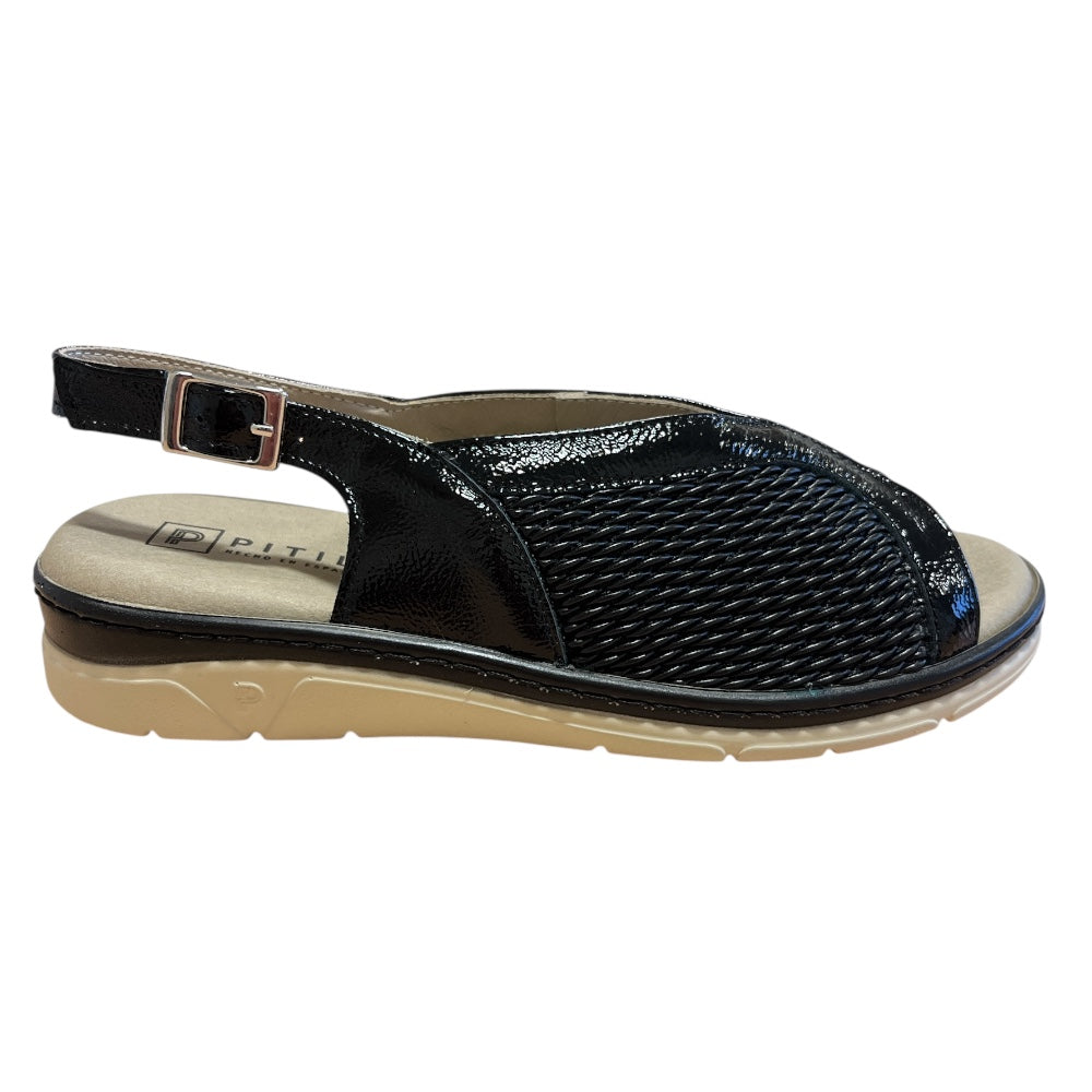 Pitillos 11.004 Black Patent Sling-back Casual Sandals
