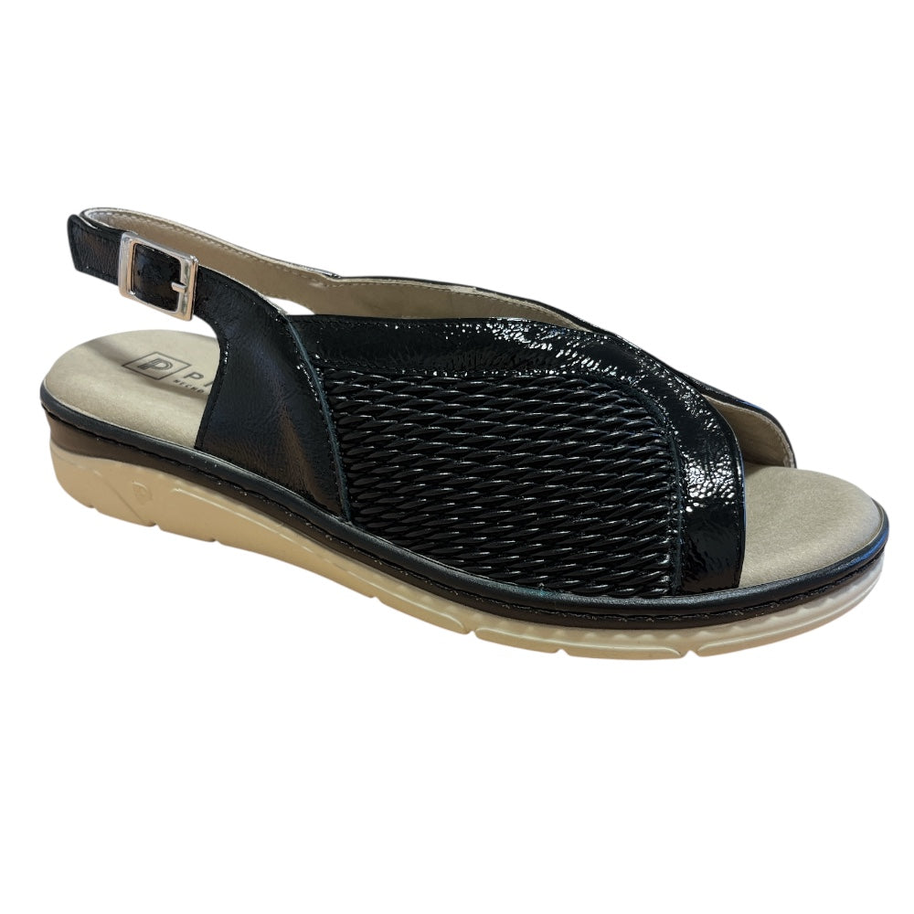 Pitillos 11.004 Black Patent Sling-back Casual Sandals
