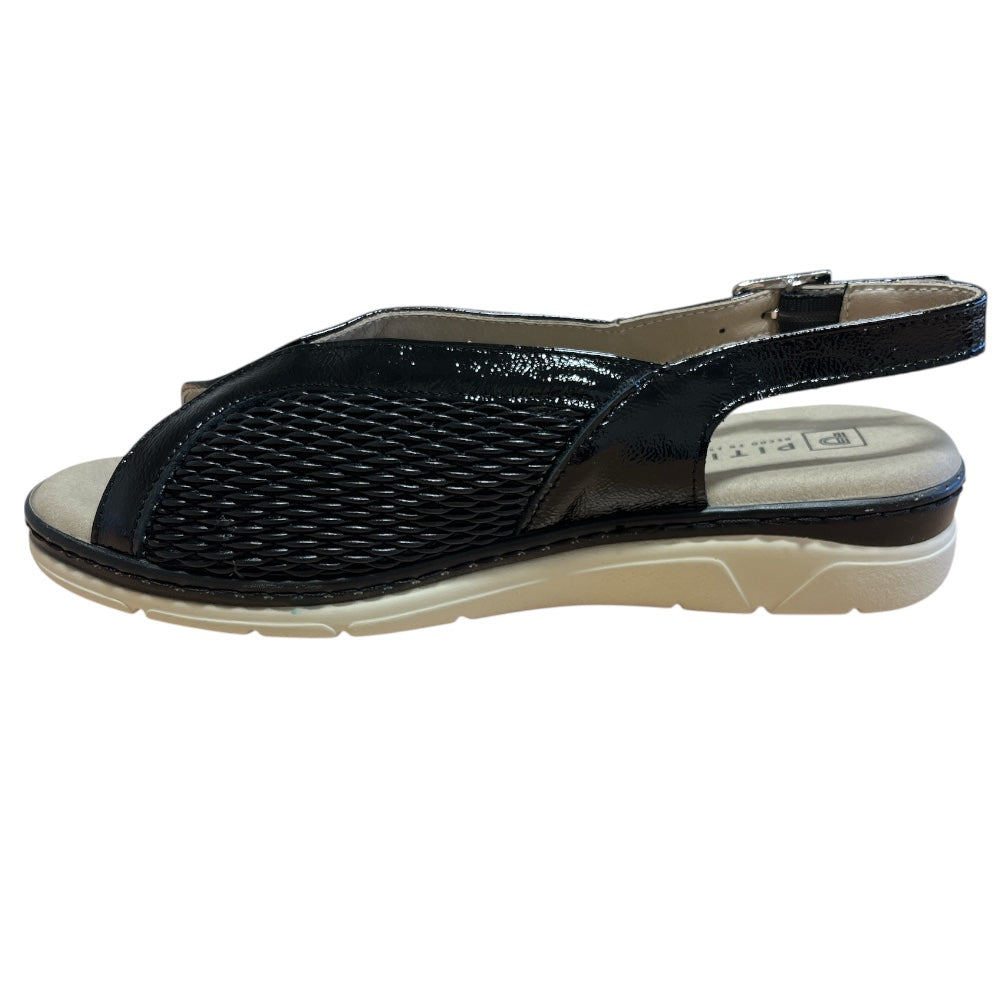 Pitillos 11.004 Black Patent Sling-back Casual Sandals