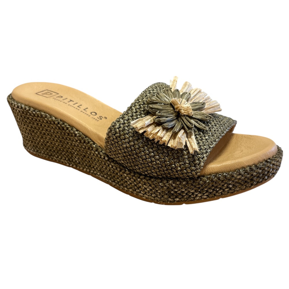 Pitillos 11.261 Khaki Wedge Mule Sandals