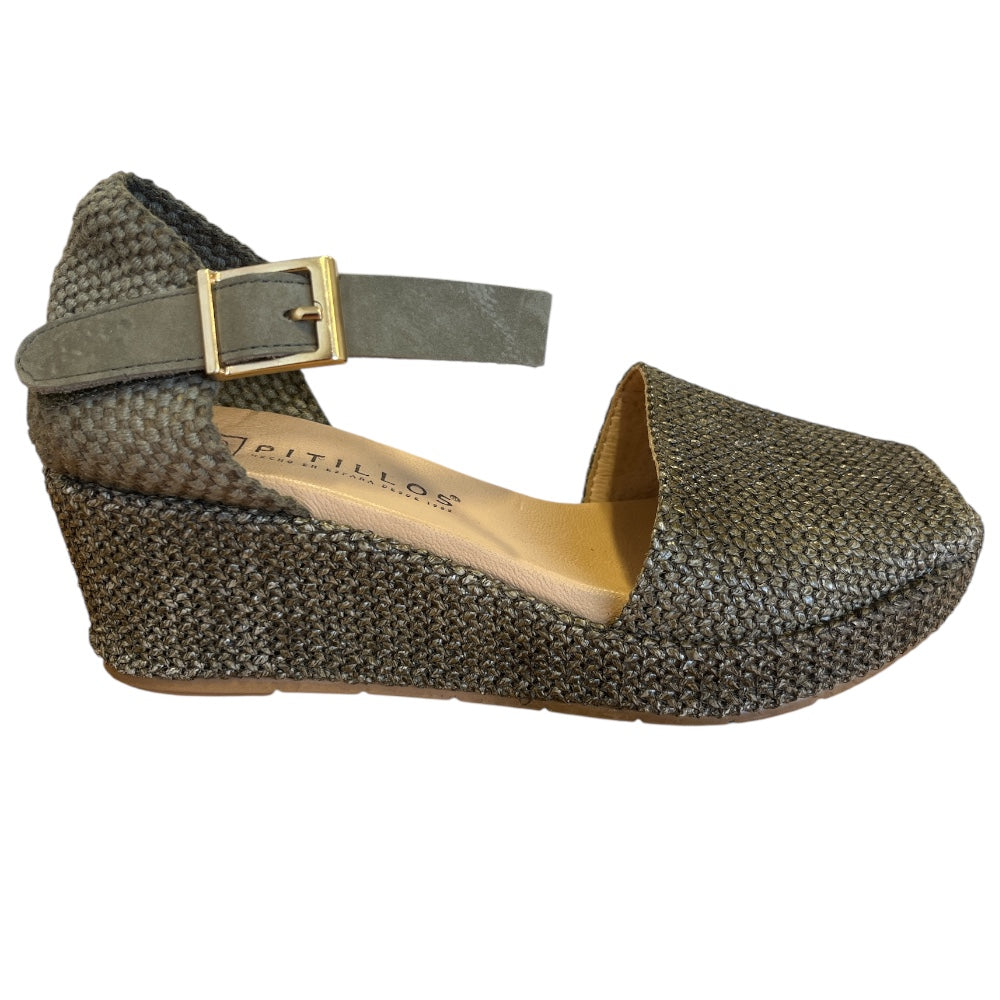 Pitillos 11.260 Khaki Weave Wedge Sandals