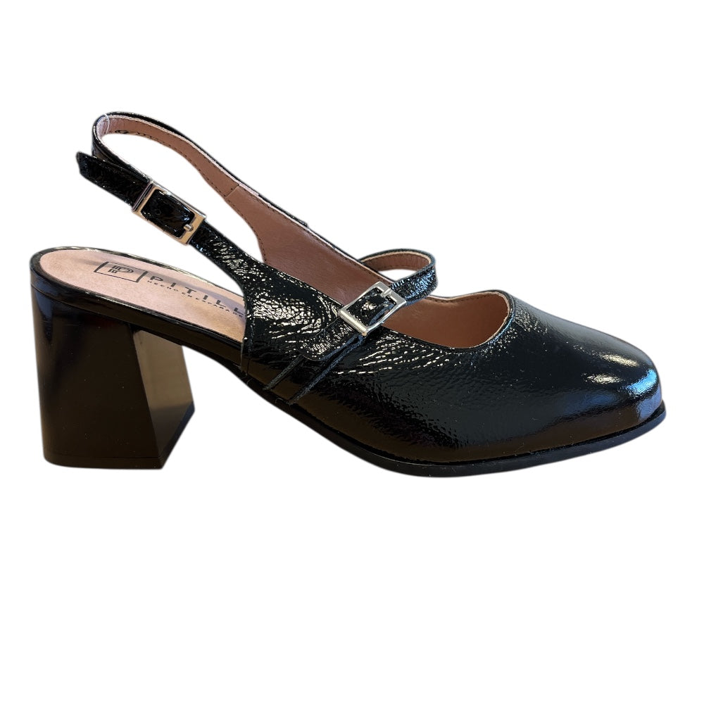 Pitillos 11.168 Black Patent Slingback Shoes