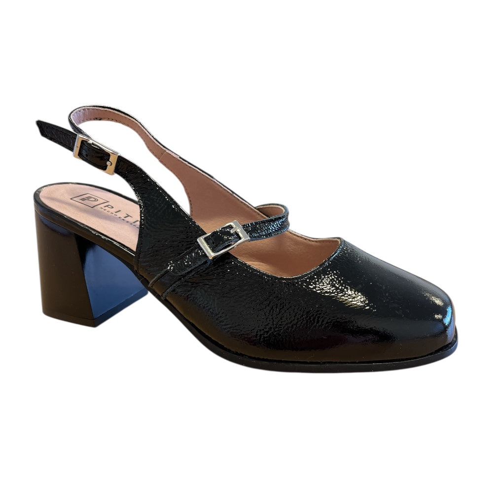Pitillos 11.168 Black Patent Slingback Shoes