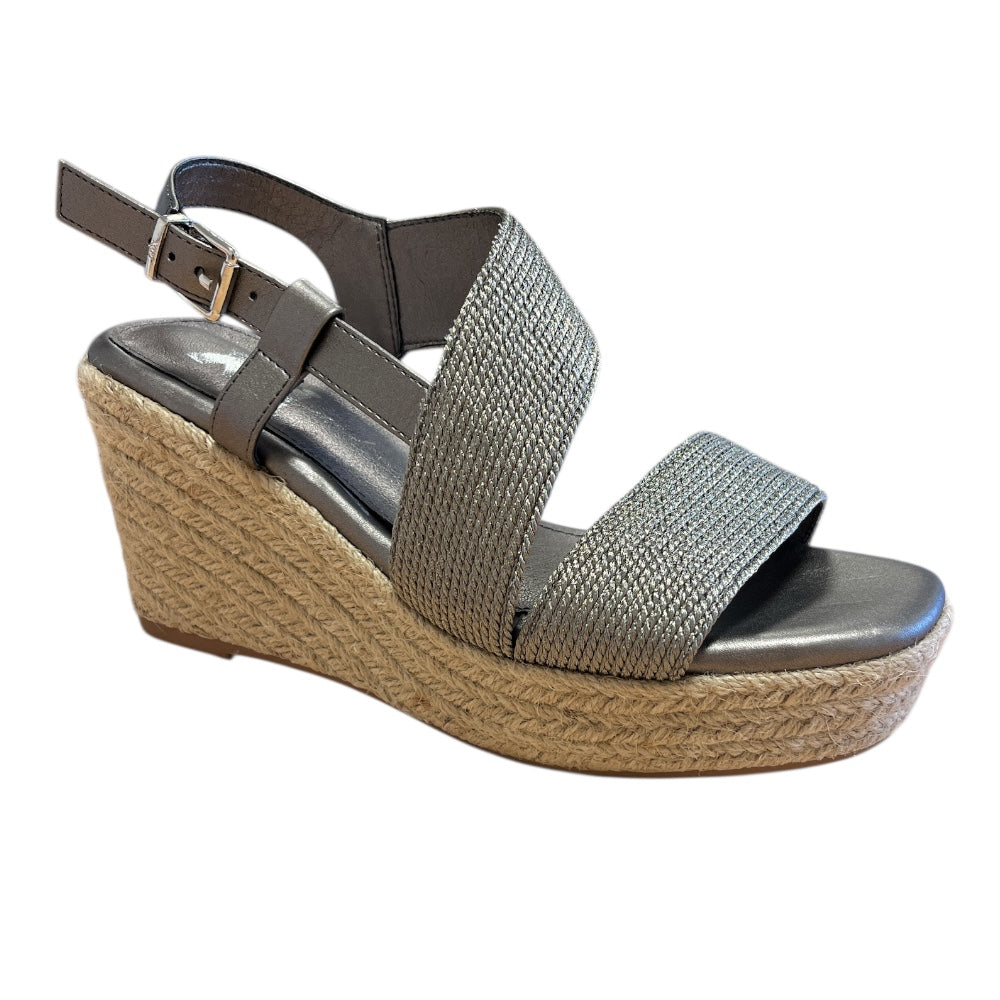 Xti 145335 Pewter Strappy Espadrille Wedge Sandals