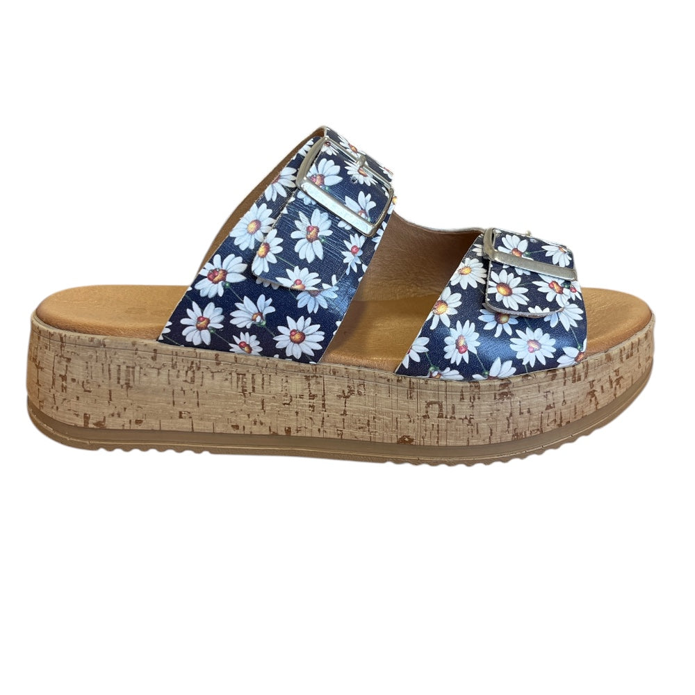 Adesso Kendall Navy Daisy Print Mule Sandals