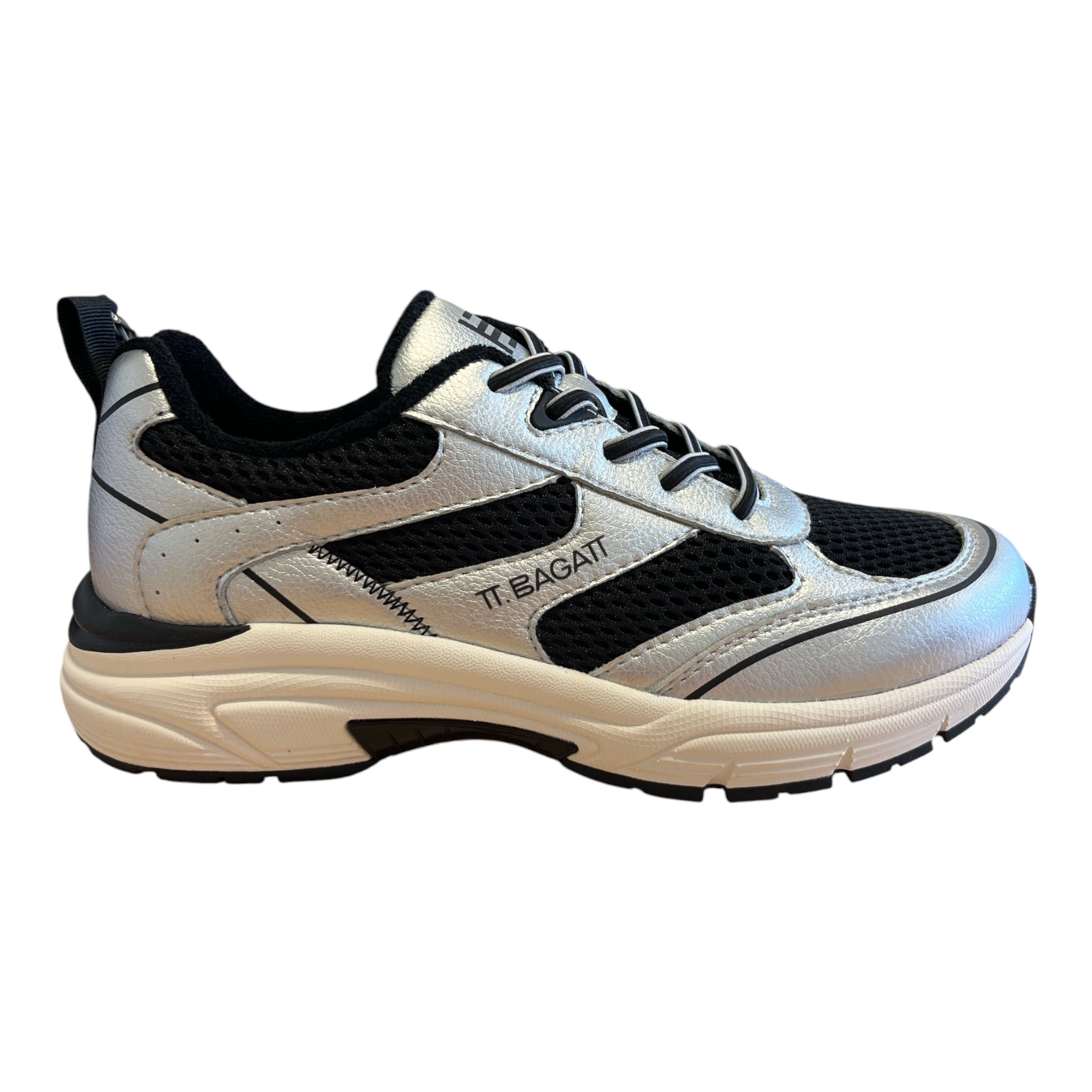 Bagatt Marcia Silver and Black Trainers