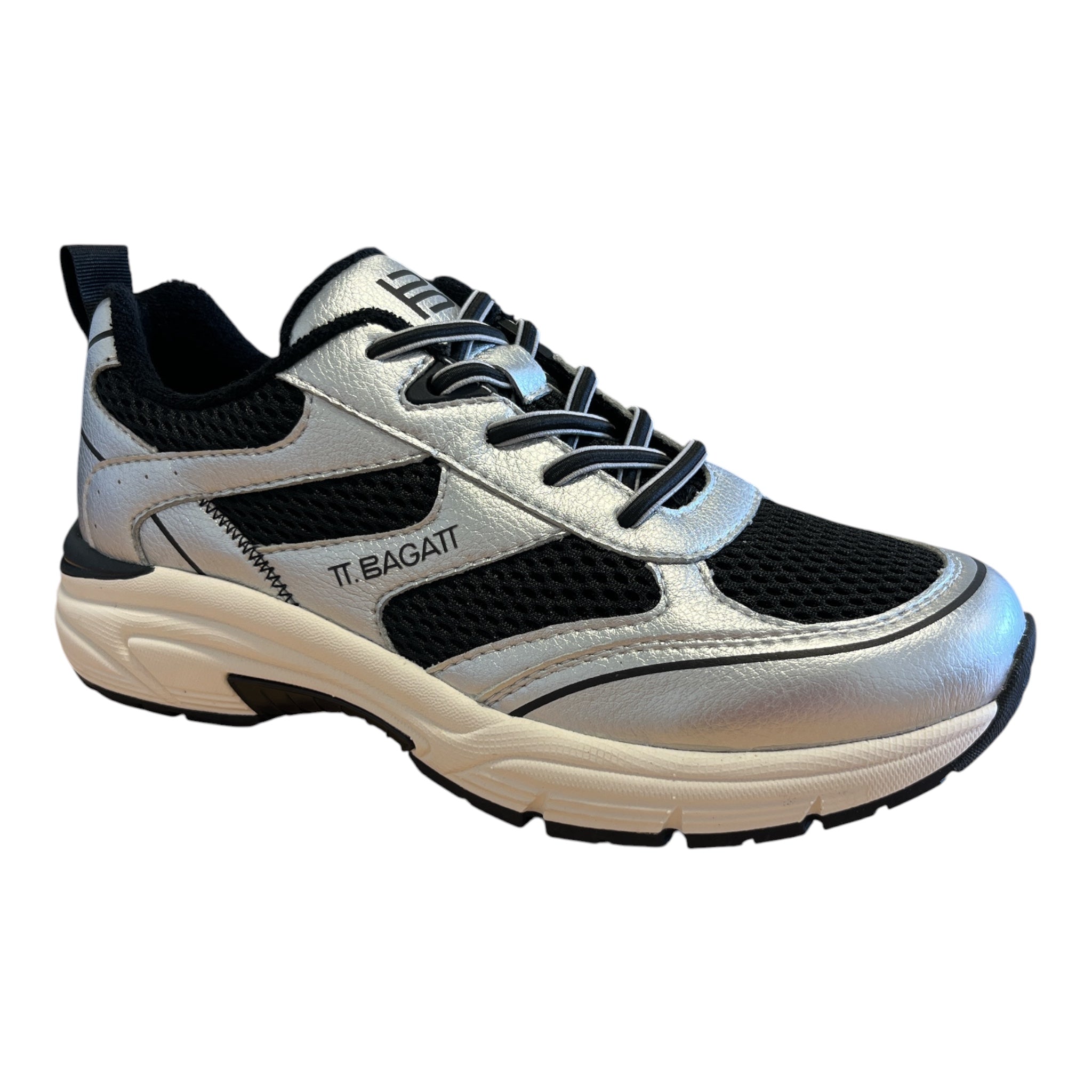 Bagatt Marcia Silver and Black Trainers
