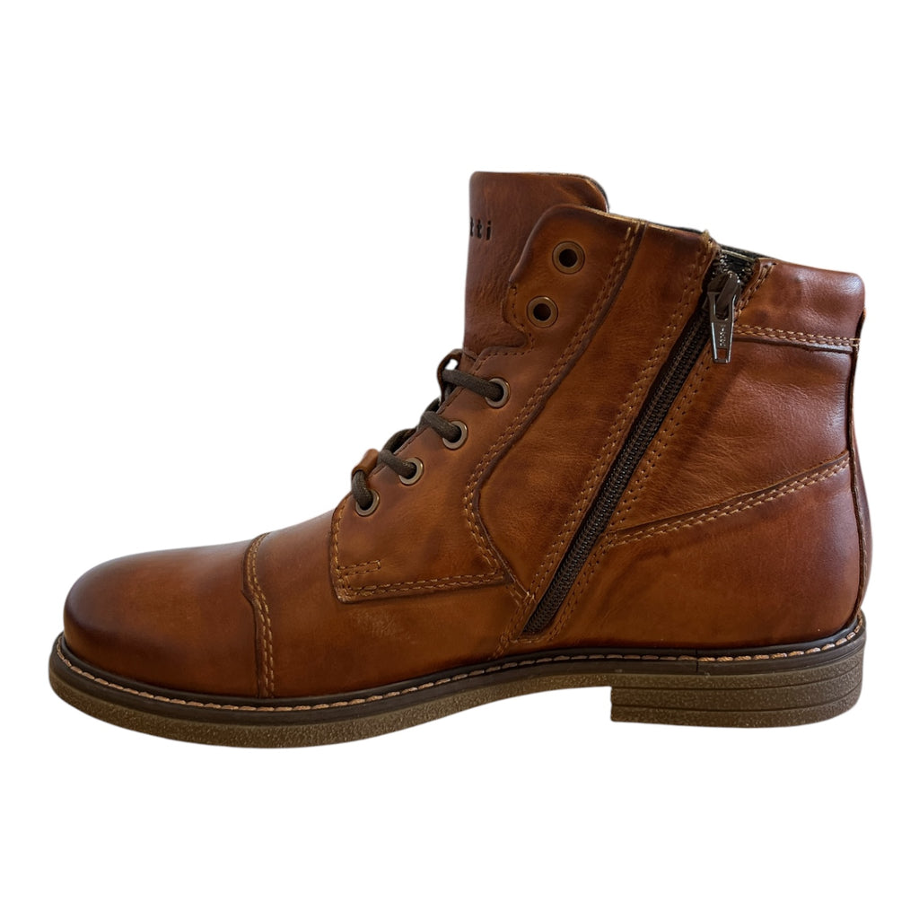 Bugatti Raga Tan Leather Lace-Up Boots