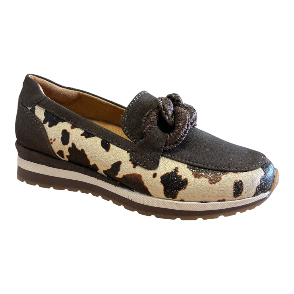 Lotus Maybelle Brown Cow Print Loafers