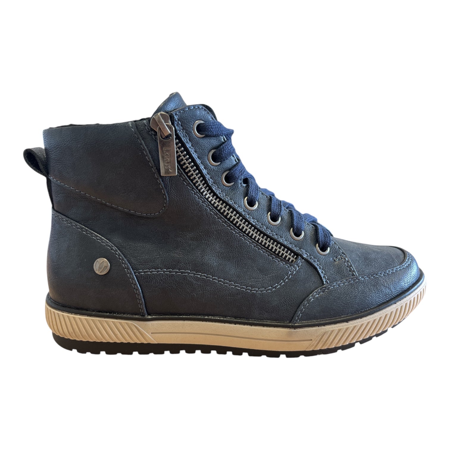 Lotus Fleur Navy Casual Ankle Boots