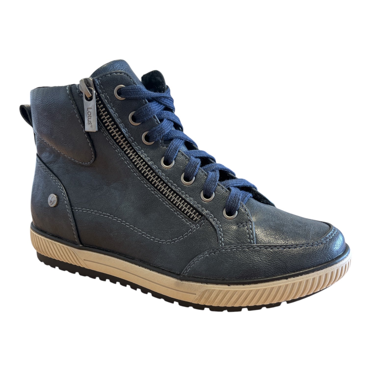 Lotus Fleur Navy Casual Ankle Boots