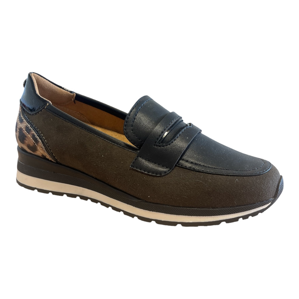 Lotus Montana Black and Khaki Loafers