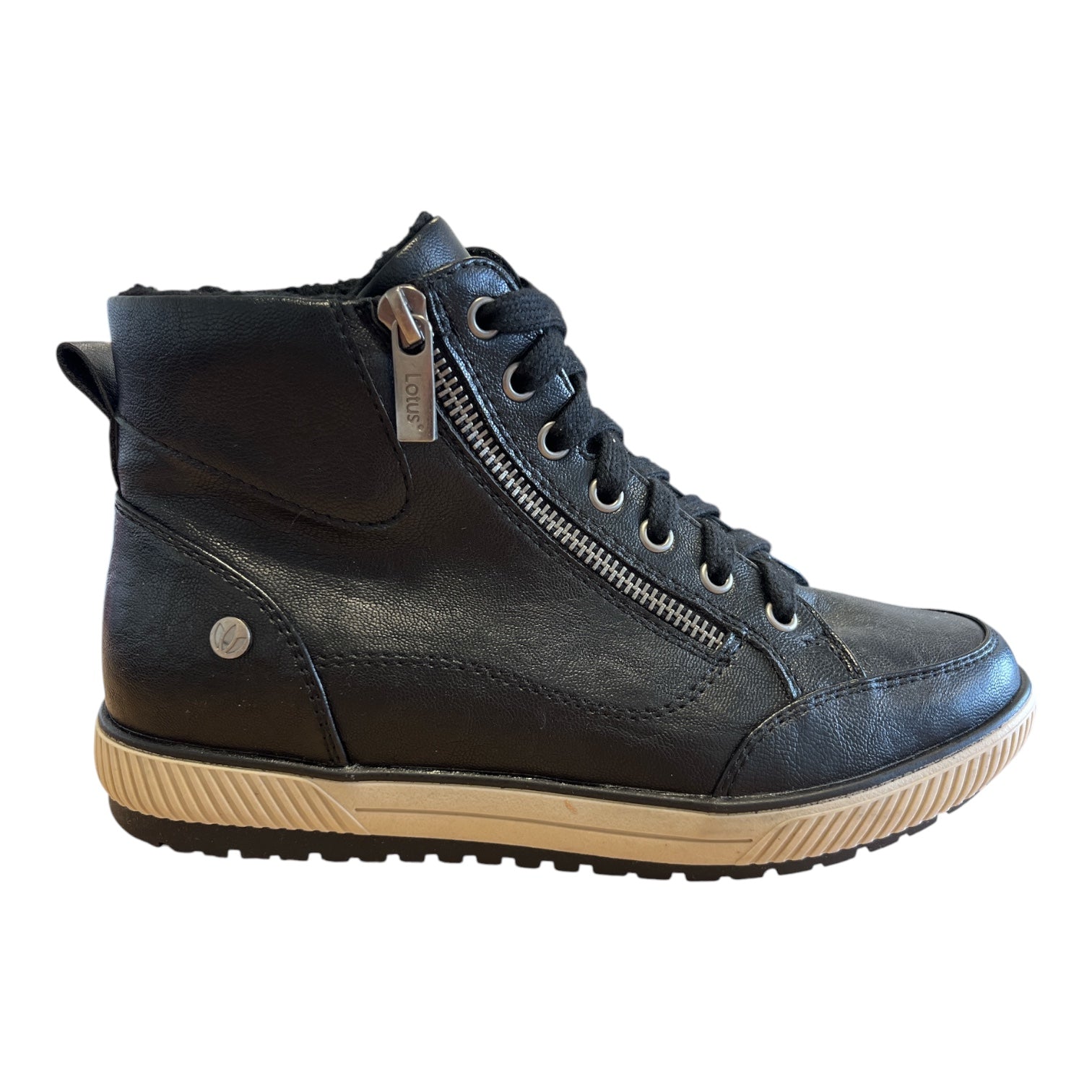 Lotus Fleur Black Casual Ankle Boots