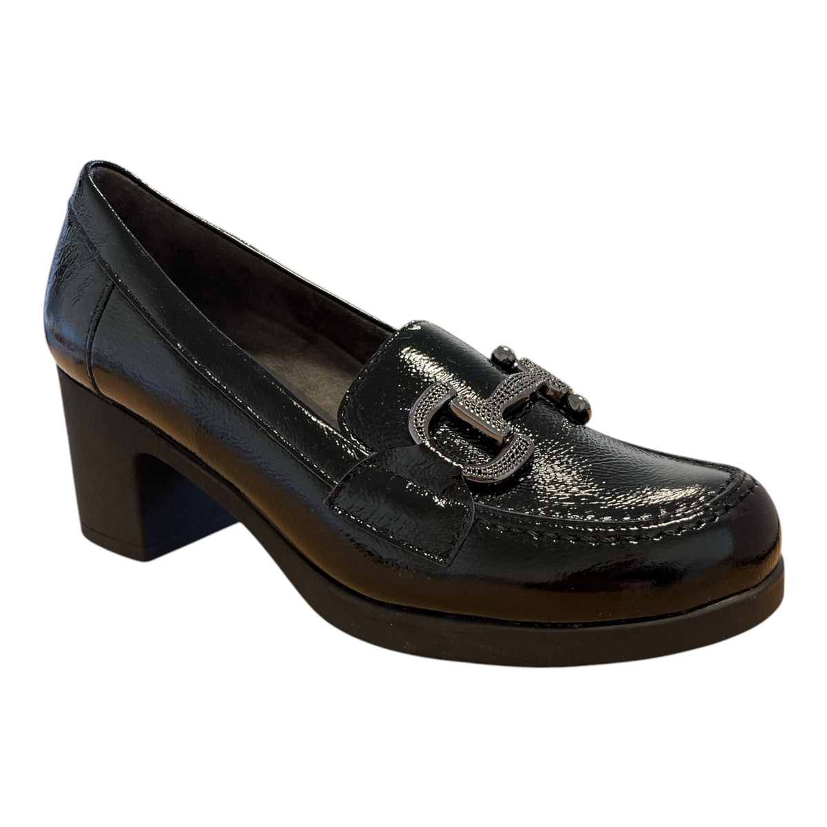 Pitillos Black Patent Heeled Loafers 30.502