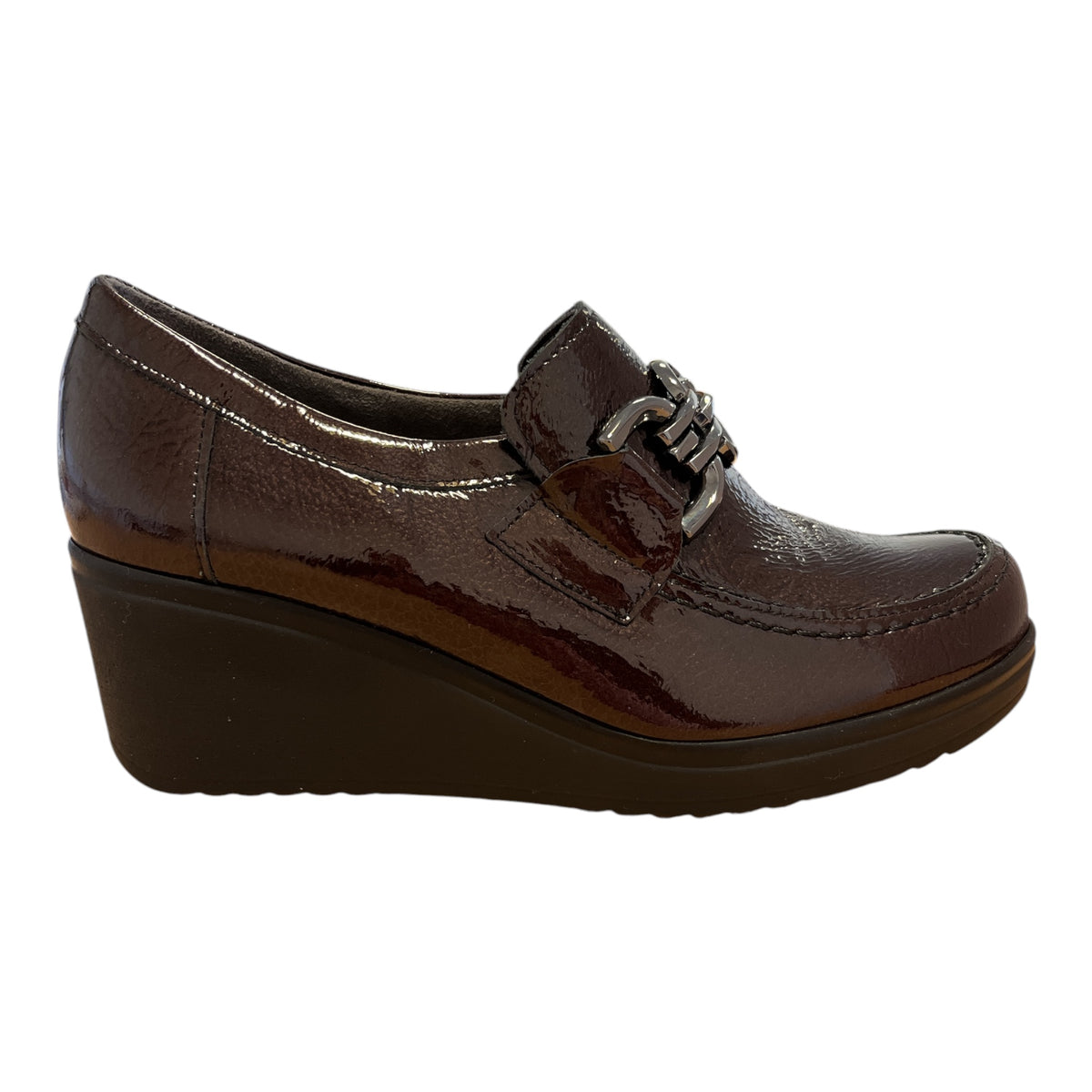 Pitillos Brown Patent Wedge Shoes 20.531