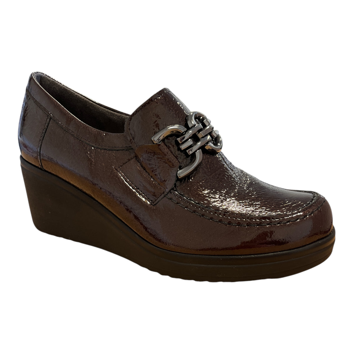 Pitillos Brown Patent Wedge Shoes 20.531