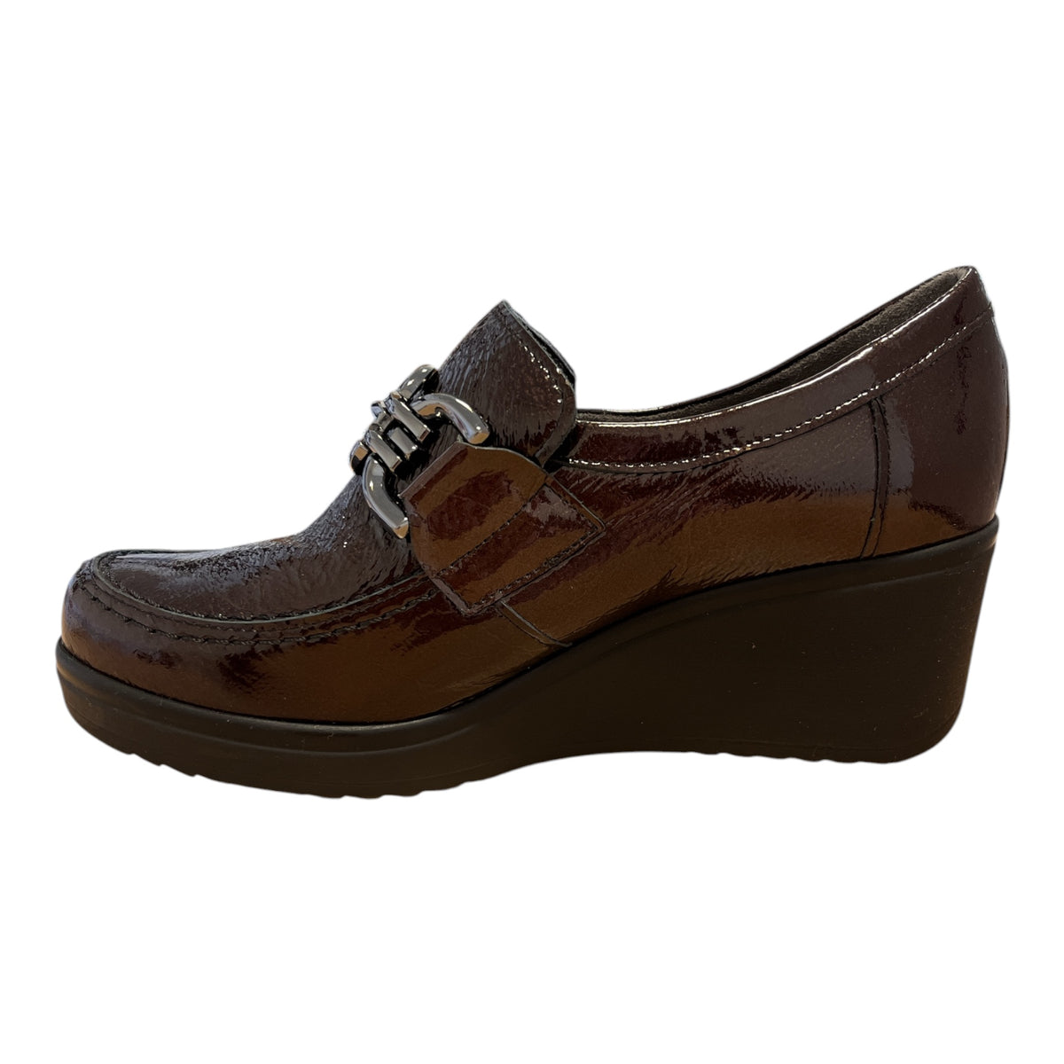 Pitillos Brown Patent Wedge Shoes 20.531
