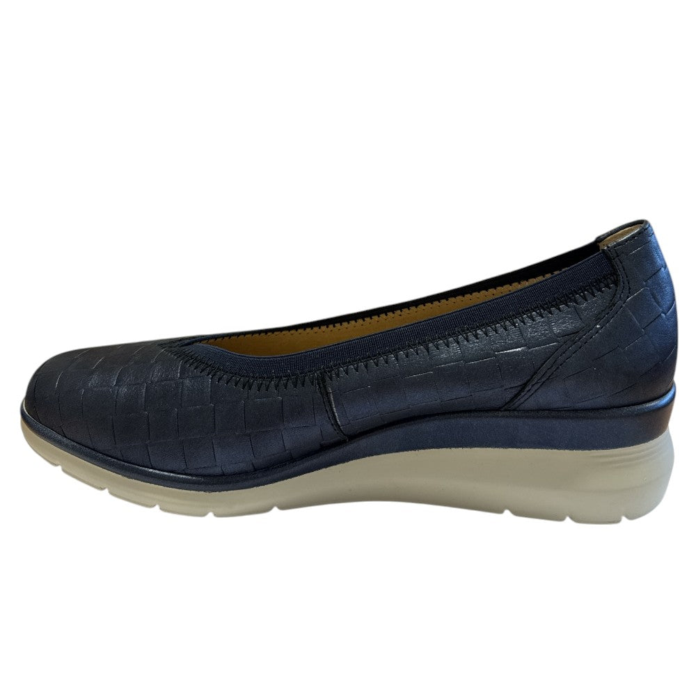 Pitillos 11-072 Navy Leather Wedge Slip-On Shoes