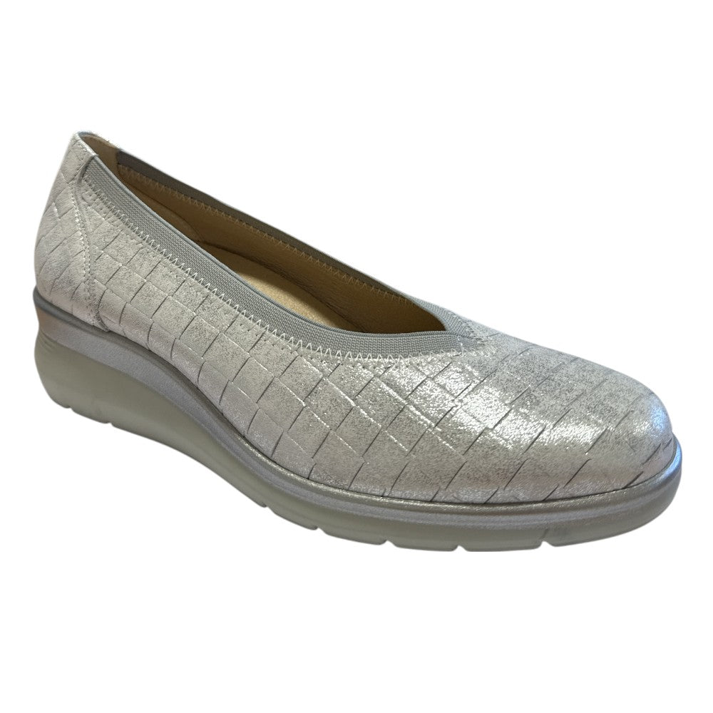 Pitillos 11-072 Silver Leather Wedge Slip-On Shoes