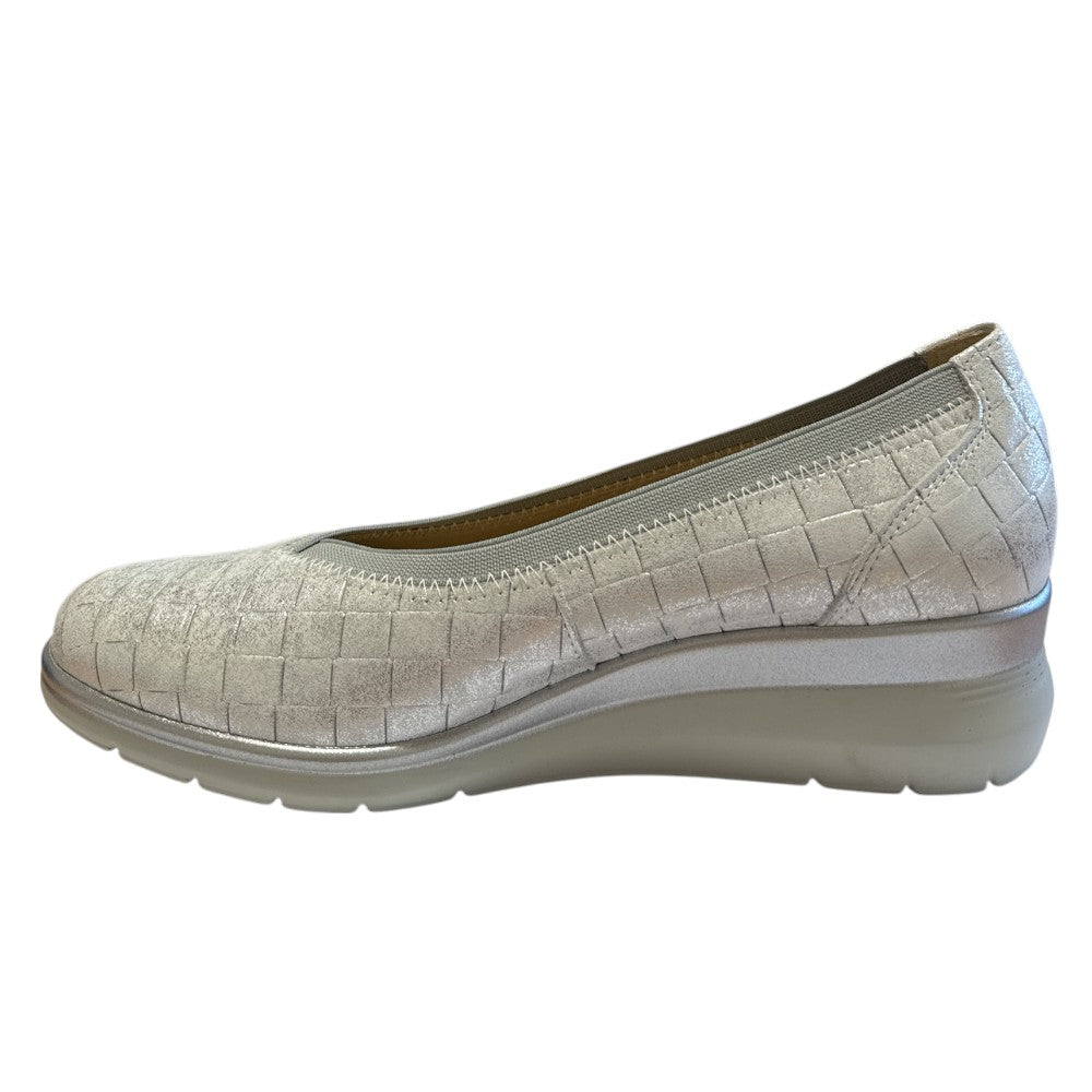 Pitillos 11-072 Silver Leather Wedge Slip-On Shoes
