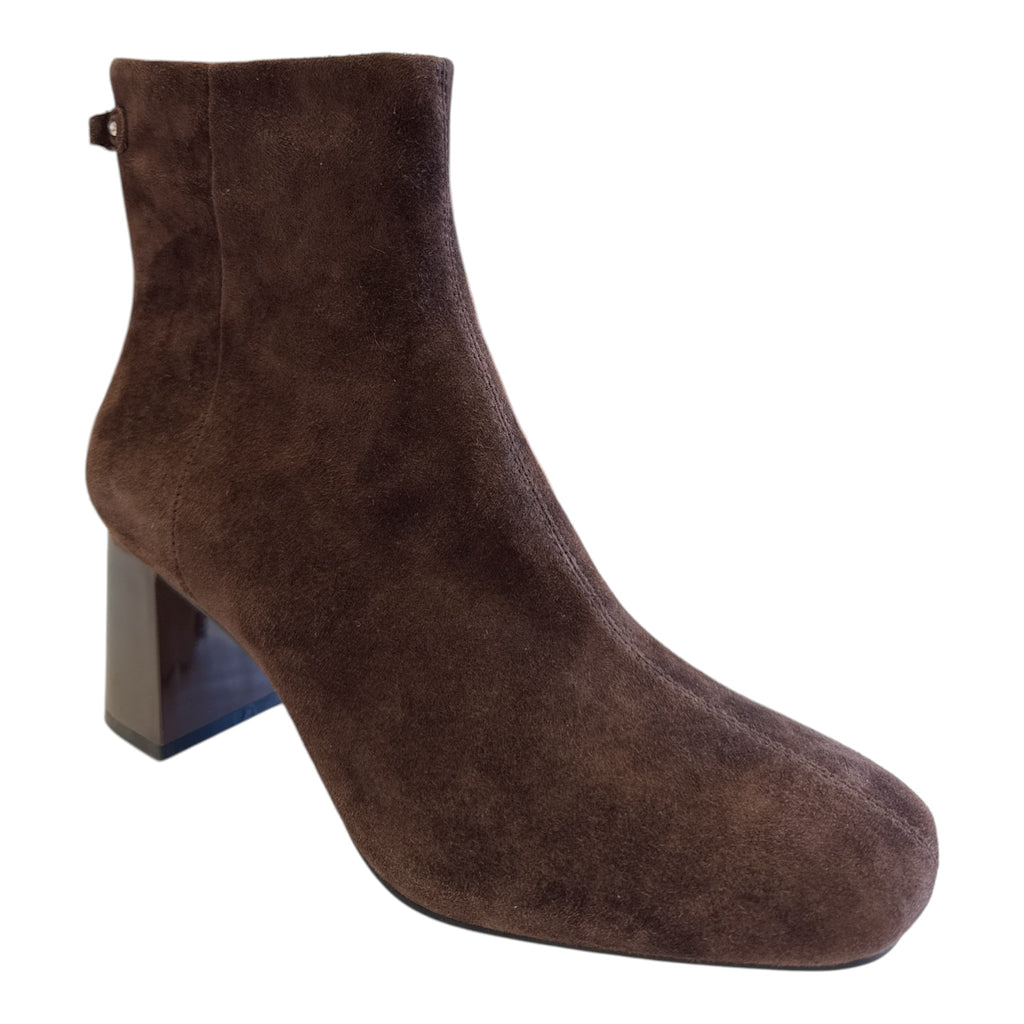 Lotus Brown Suede Heeled Ankle Boots