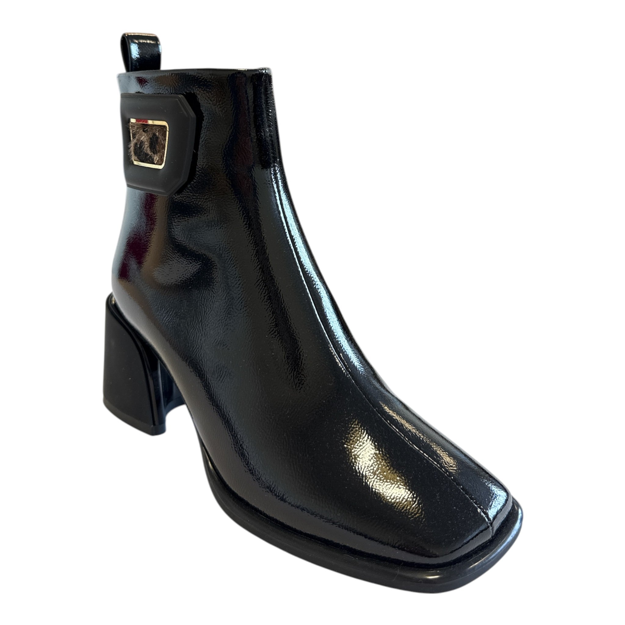 Lotus Quincy Black Patent Ankle Boots
