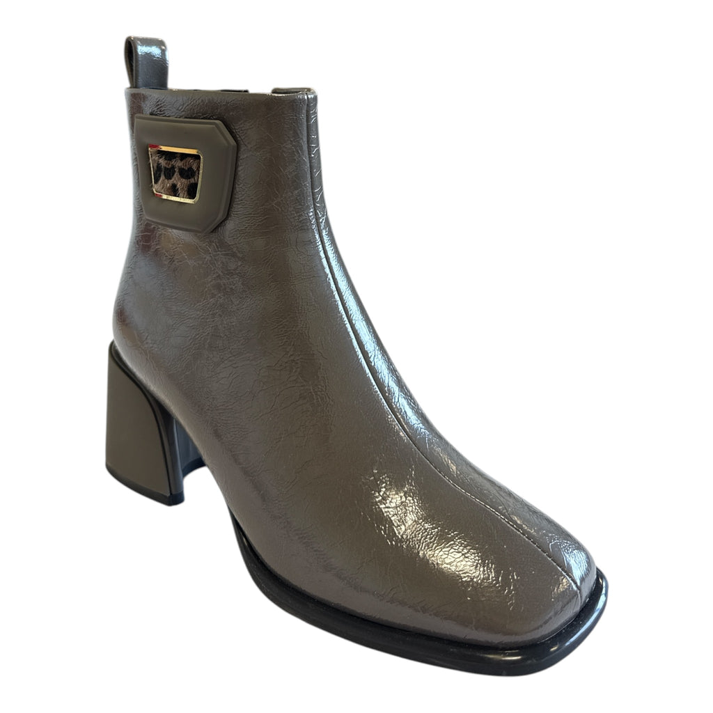 Lotus Quincy Grey Patent Ankle Boots