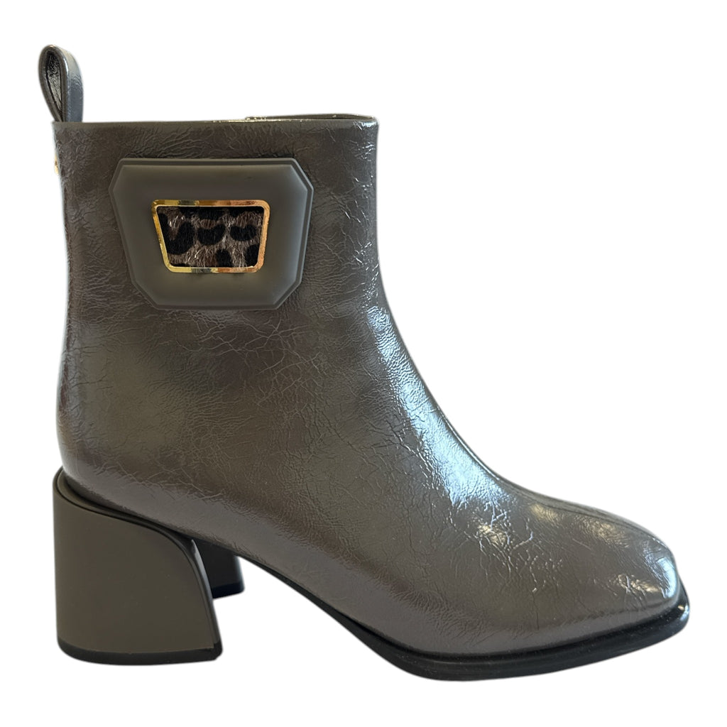 Lotus Quincy Grey Patent Ankle Boots