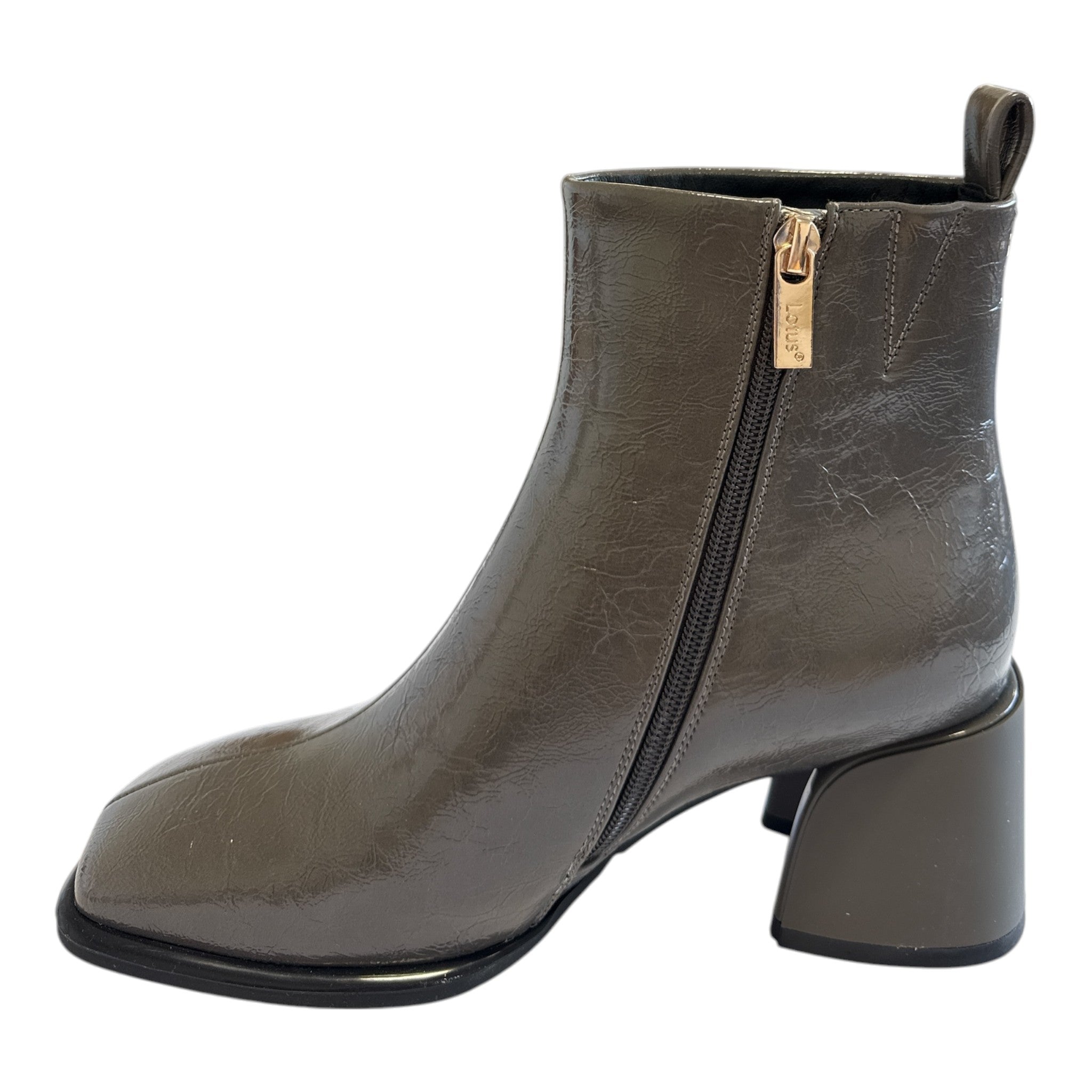 Lotus Quincy Grey Patent Ankle Boots
