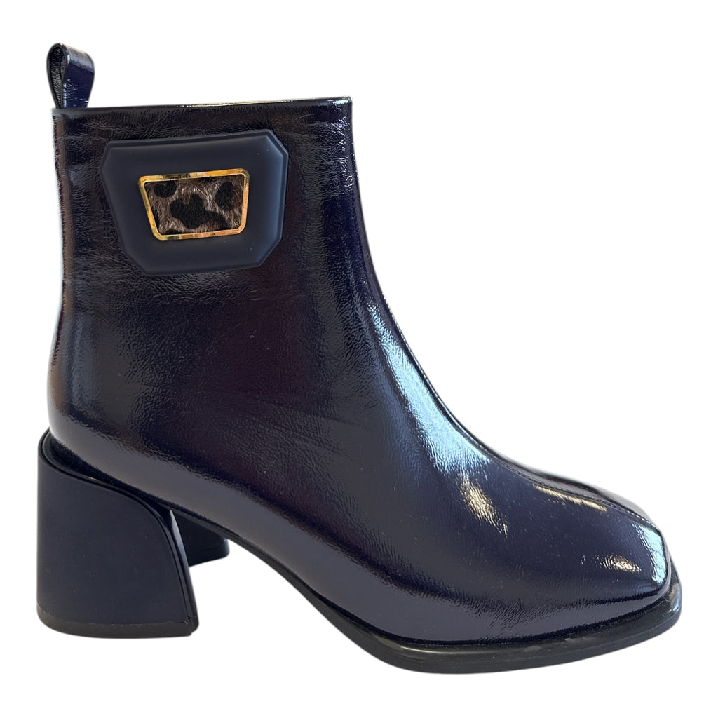 Lotus Quincy Navy Patent Ankle Boots