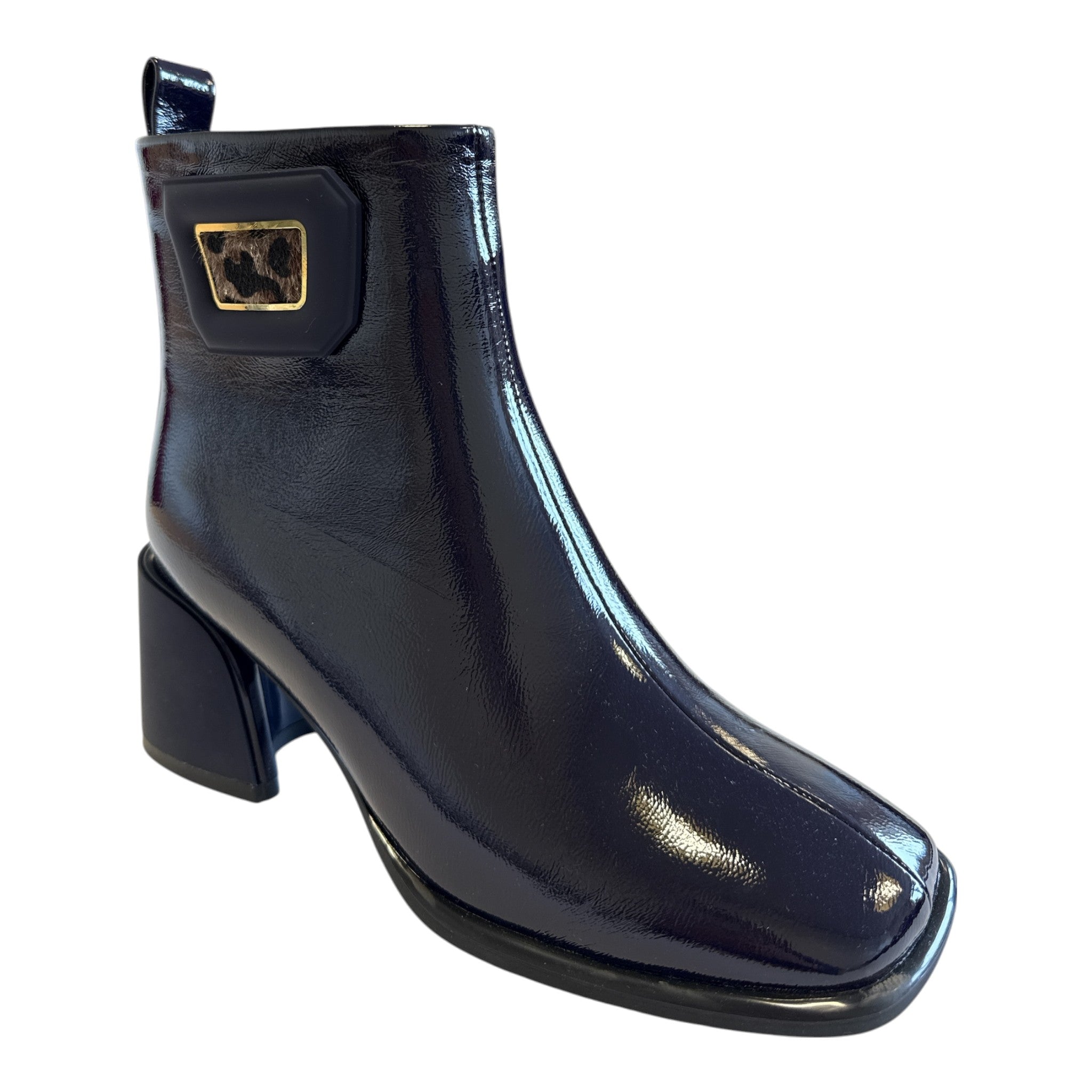 Lotus Quincy Navy Patent Ankle Boots