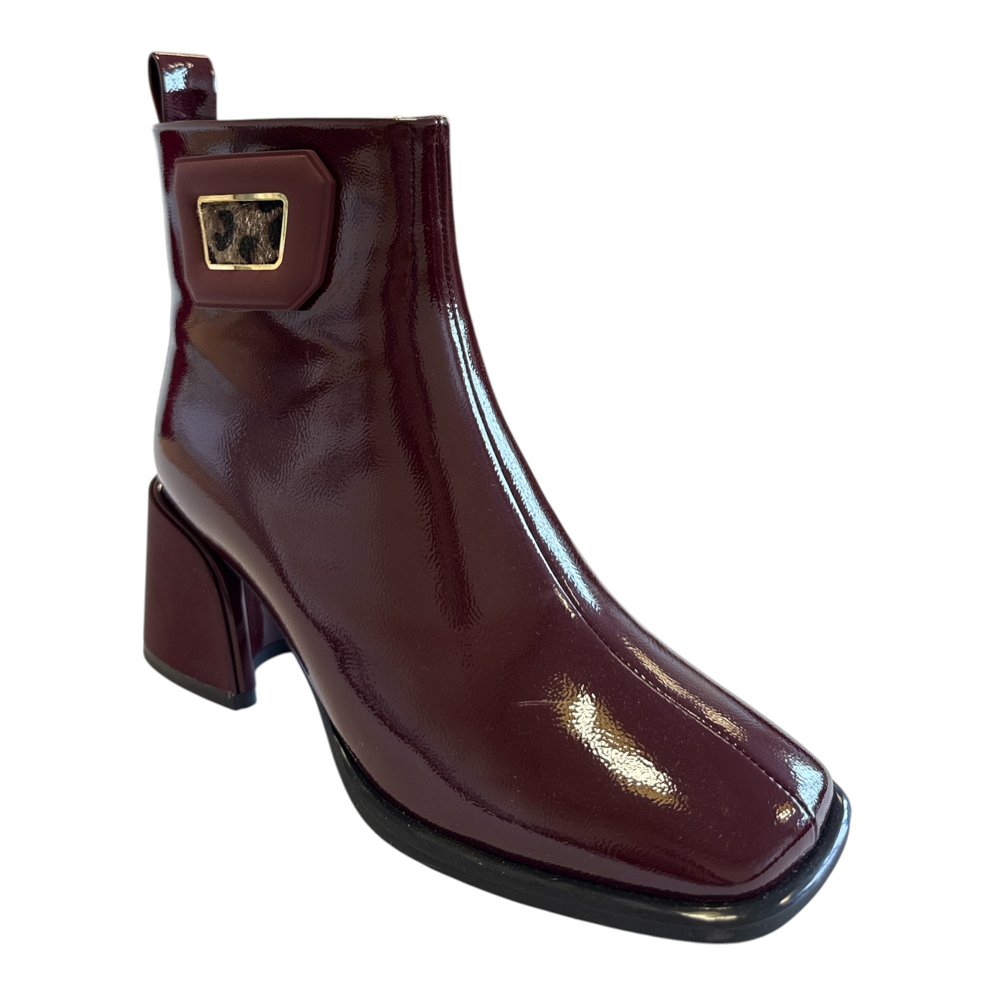 Lotus Quincy Burgundy Patent Ankle Boots