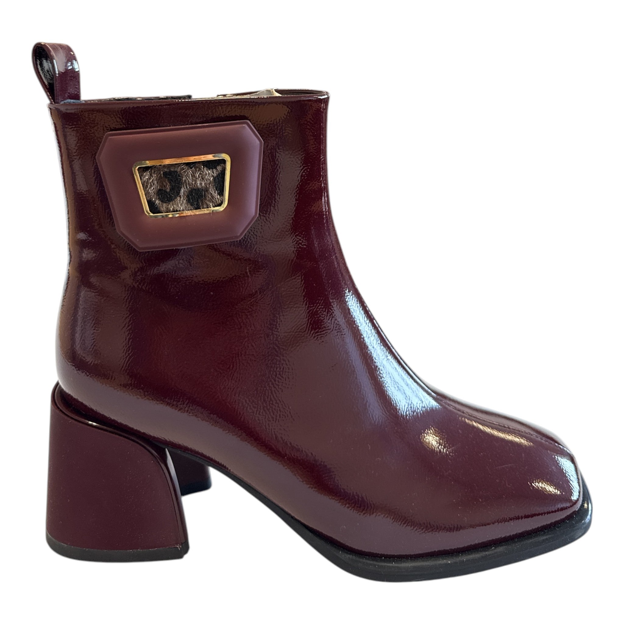 Lotus Quincy Burgundy Patent Ankle Boots