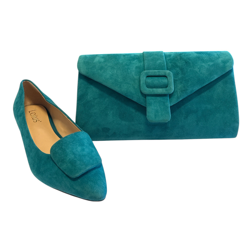 Lotus Quinn Teal Low Heeled Court Shoes