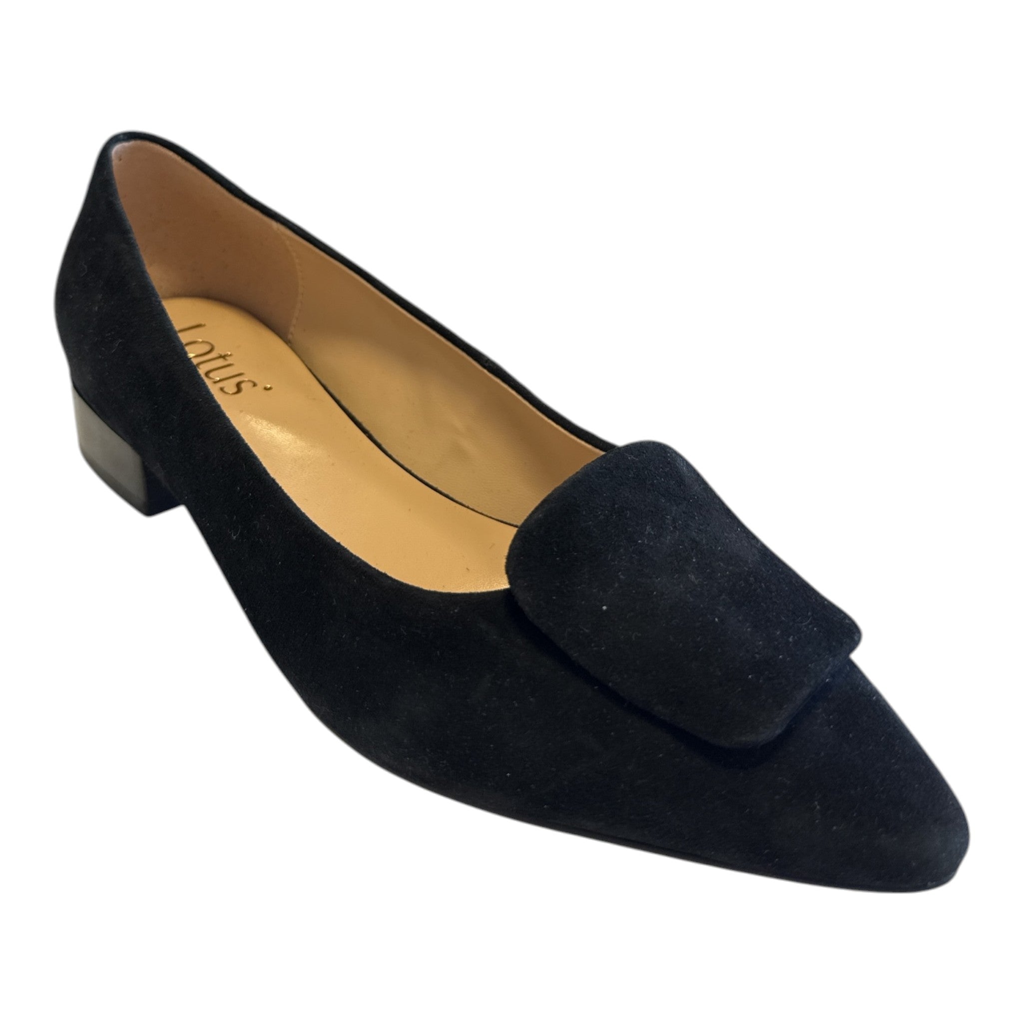 Lotus Quinn Black Low Heeled Court Shoes