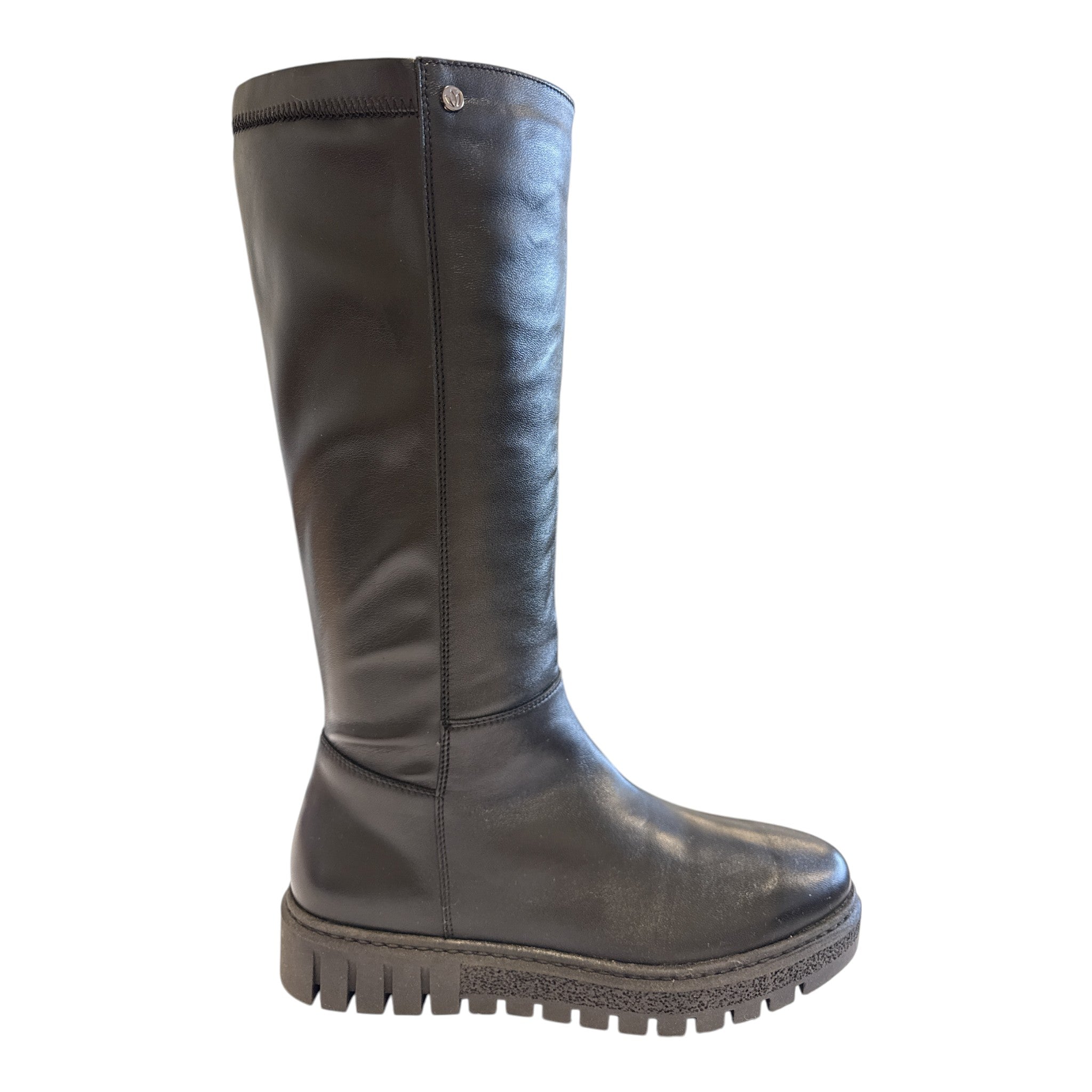 Lotus Sable Black Leather Knee-High Boots