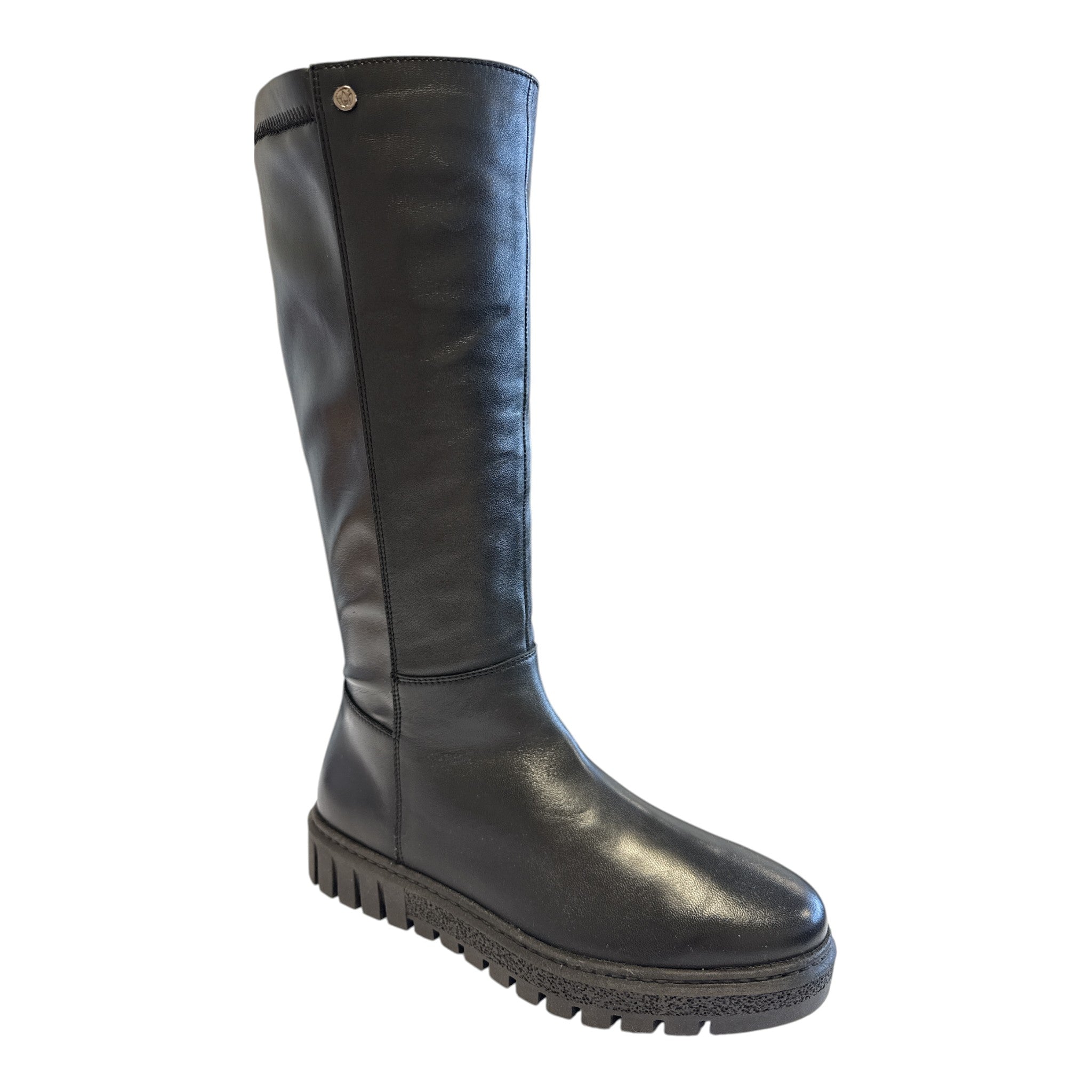 Lotus Sable Black Leather Knee-High Boots