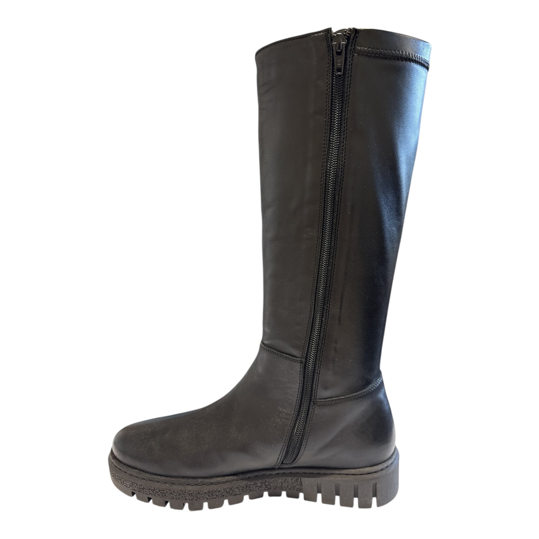 Lotus Sable Black Leather Knee-High Boots