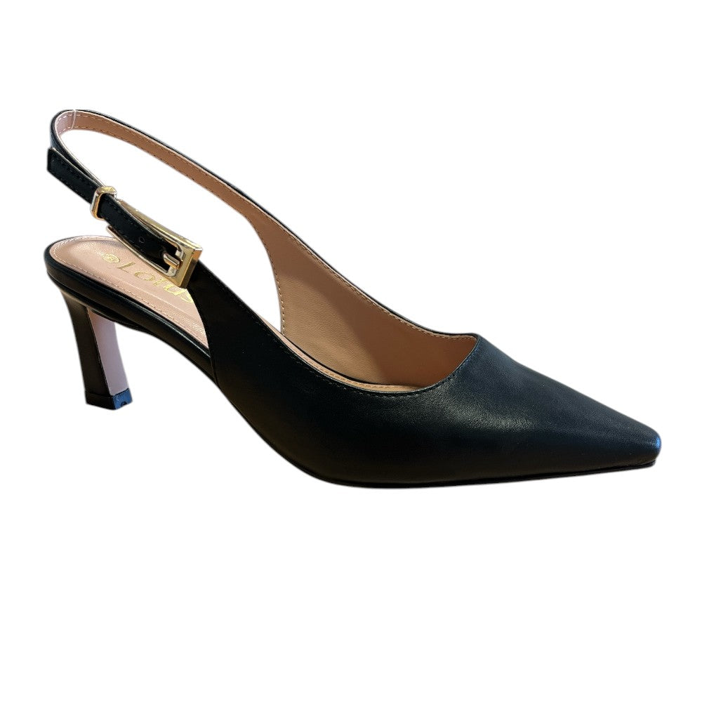 Lotus Sharon Black Slingback Court  Shoes