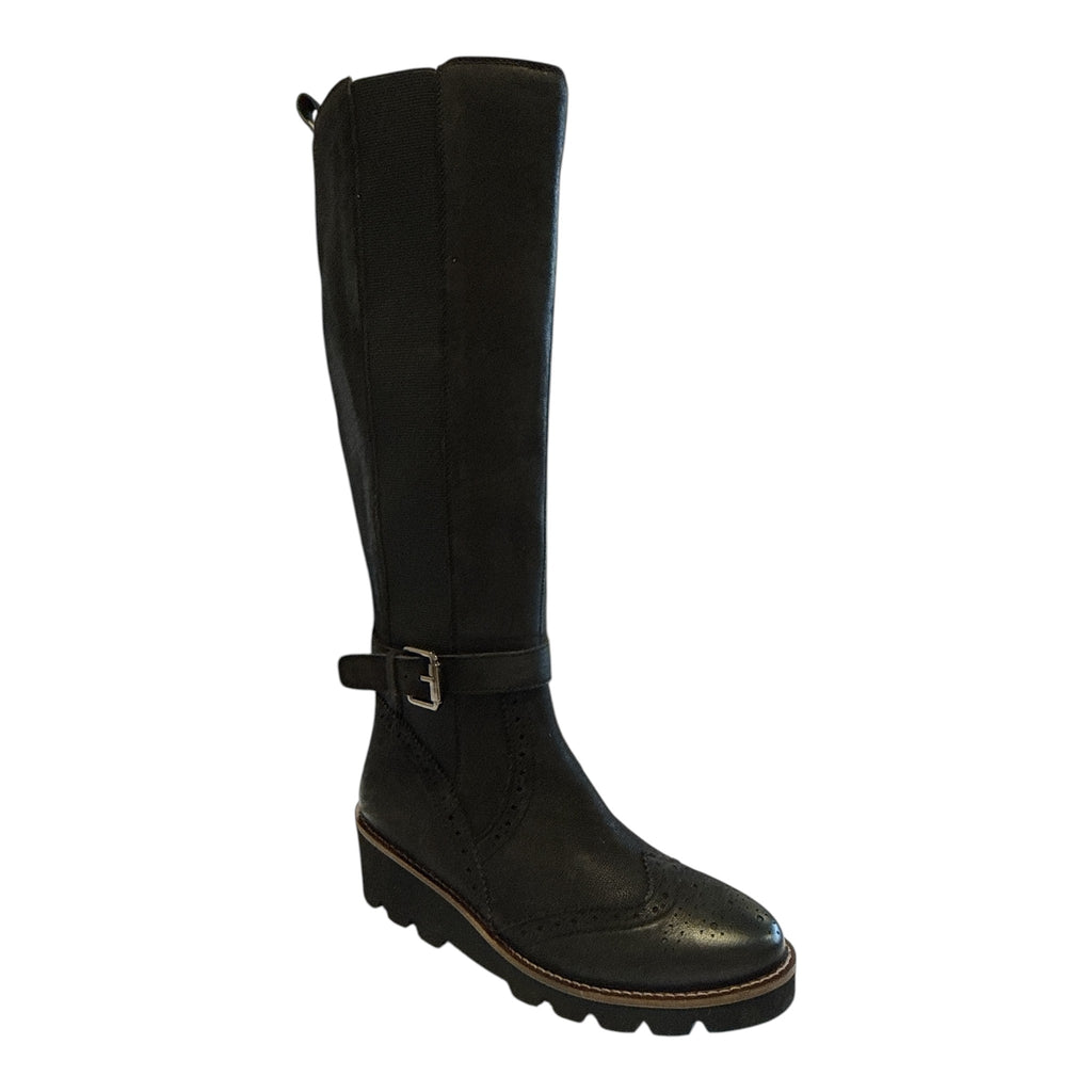 Lotus Sloane Black Wedge Knee-High Boots