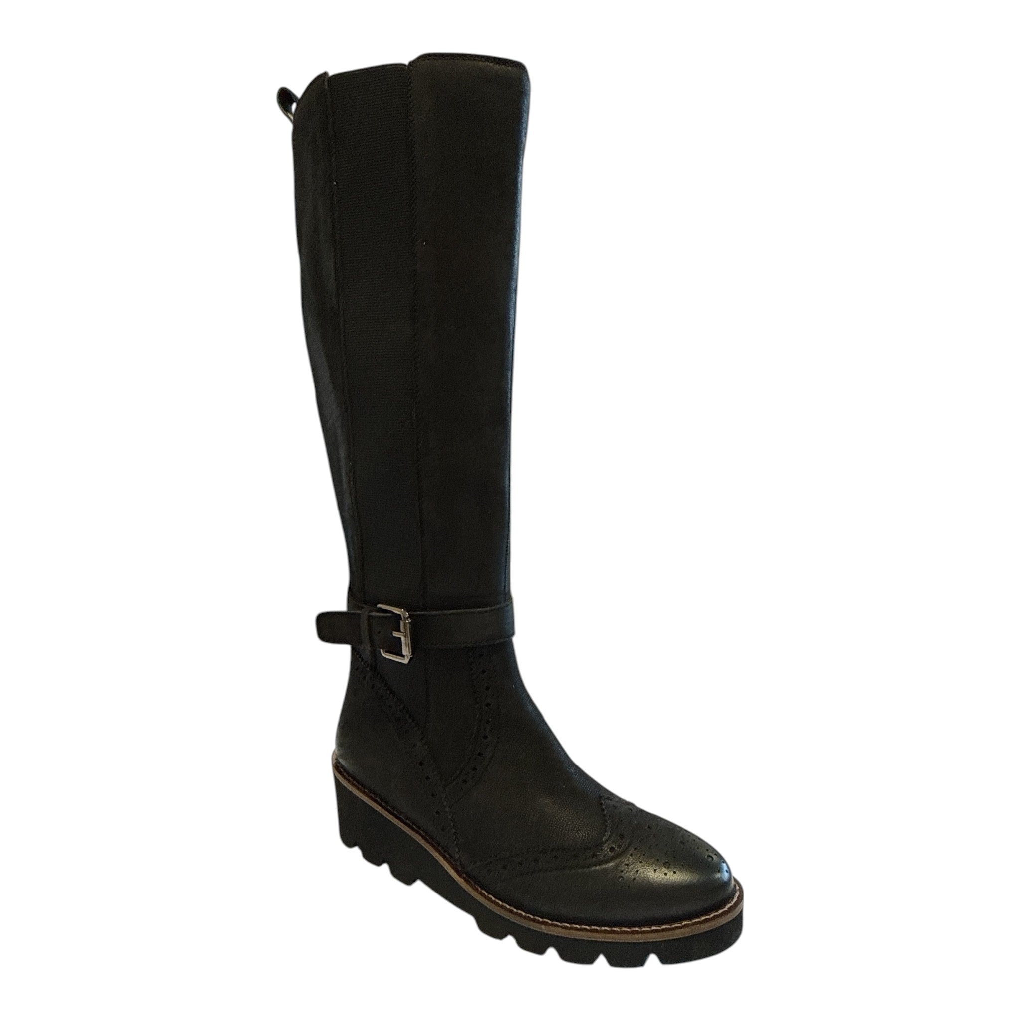 Lotus Sloane Black Wedge Knee-High Boots